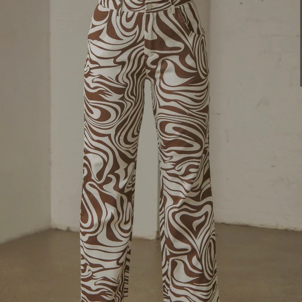 Y2K trendy patterned wide leg pants